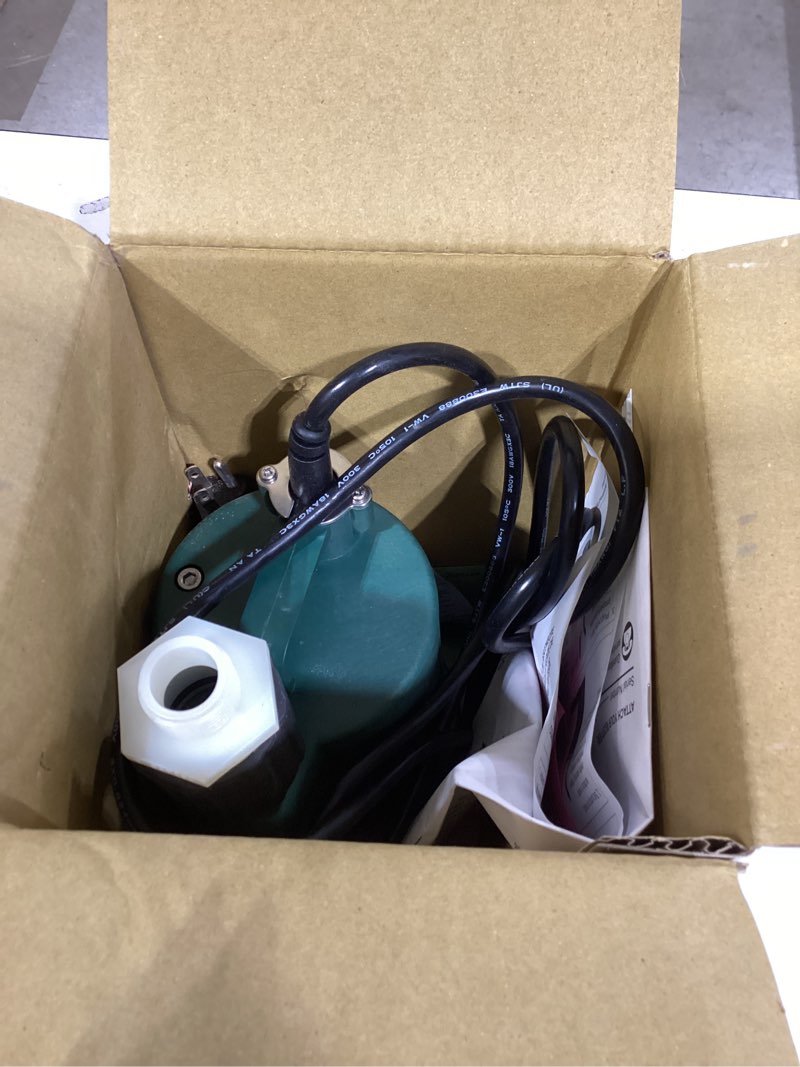 Condition photo showing Good Condition for zoeller 1/3 hp 2100 gph thermoplastic electronic switch bottom ac submersible utility pump