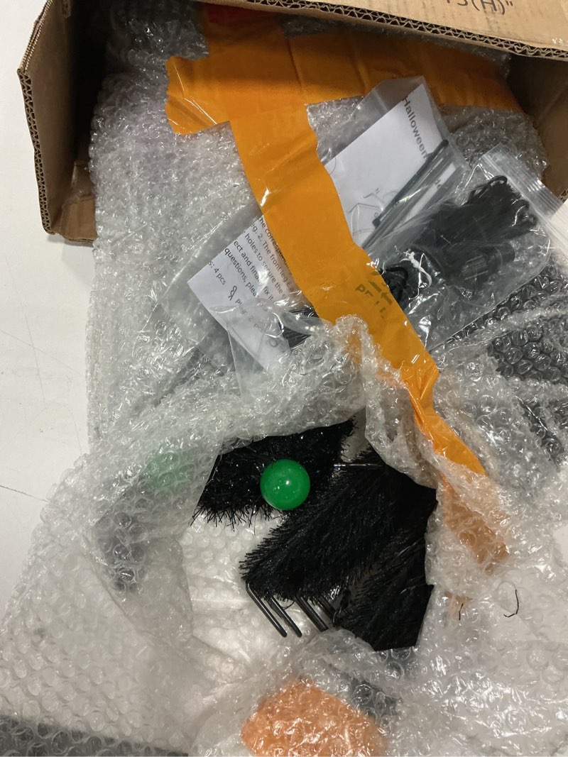 Condition photo showing As Is for Halloween Decorations Outside Giant Spider - HOYECHI Outdoor Halloween Decor Lighted Spider 4.2FT, Light Up Spider with 90 LED Lights, Ground Stakes, for Front Yard Porch Gardens Lawns Party 4.2 ft Giant Spider