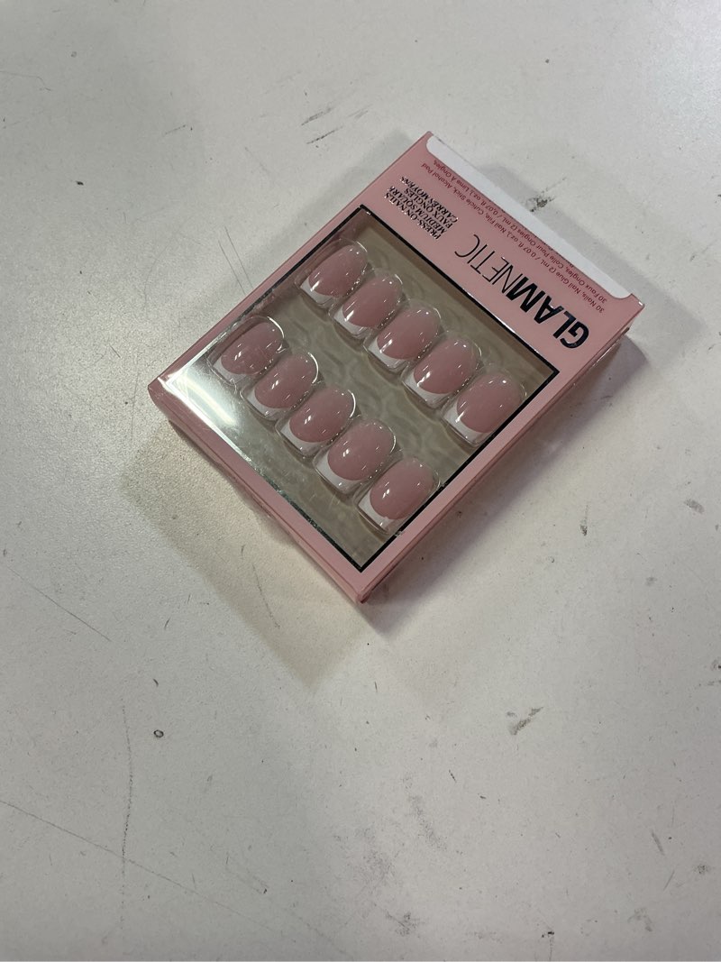 Condition photo showing New/Like New for Glamnetic Press On Nails - Classy French | Medium Square Fake Nails with Trendy Micro French Tip, Salon Quality | 15 Sizes - 30 Nail Kit 1B - Classy French