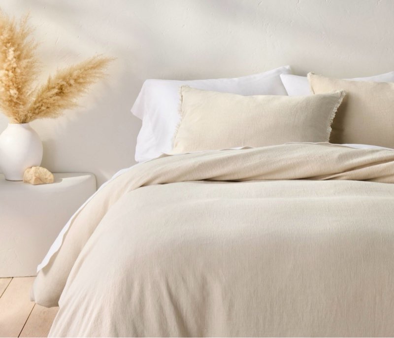 king heavyweight linen blend duvet cover & sham set natural - casaluna™: oeko-tex certified, zipper closure