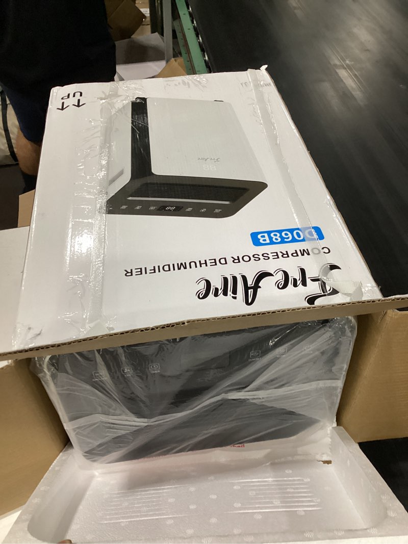 Condition photo showing Good Condition for freaire 54pint dehumidifier for 4500sq.ft, compressor dehumidifiers for home, front humidity value display&quiet dehumidifier for basement, bedroom, bathroom, with drain hose, 1.13 gallon water tank
