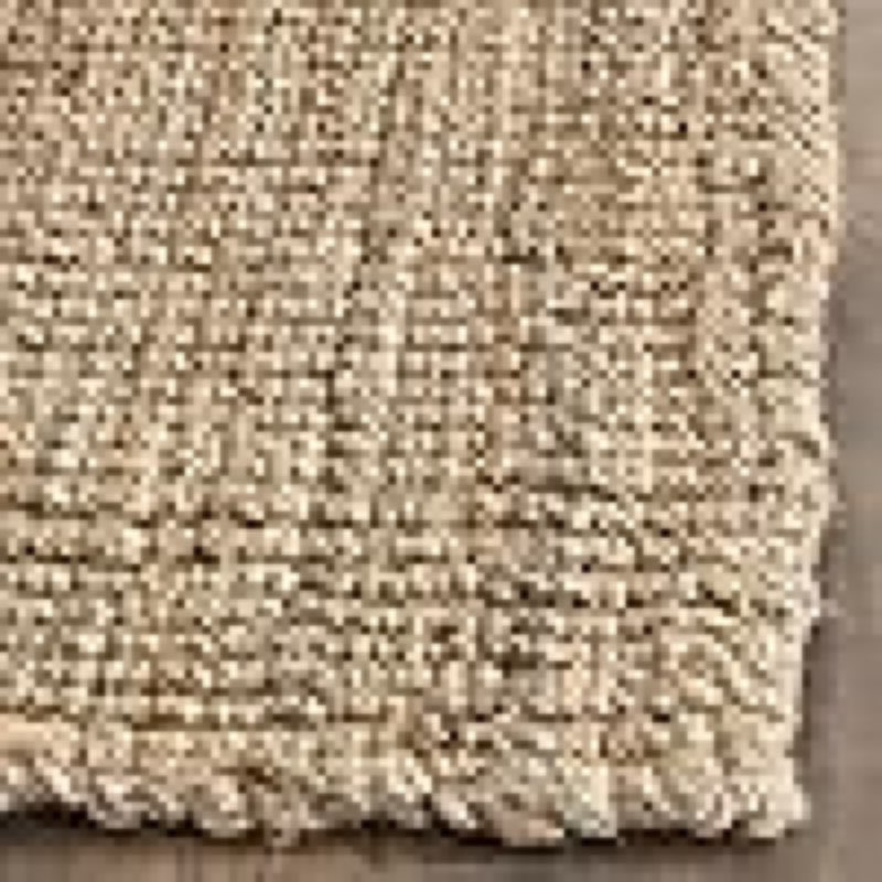 Condition photo showing As Is for safavieh area rug 8x10 - natural fiber collection - large - natural brown, handmade jute, farmhouse style, chunky textured thick pile (nf447a)
