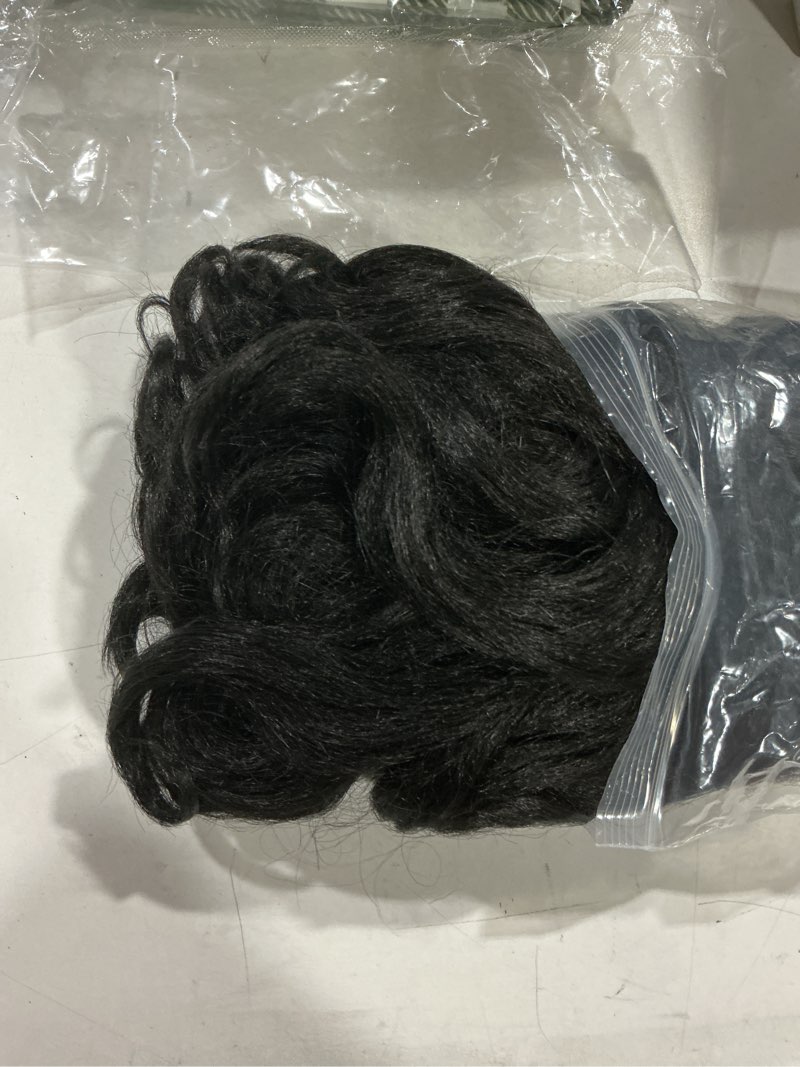 Condition photo showing As Is for quantum love v part yaki curly wigs for black women afro curly v part synthetic wig 12inch natural black no leave out clip in half wig black 12 inch