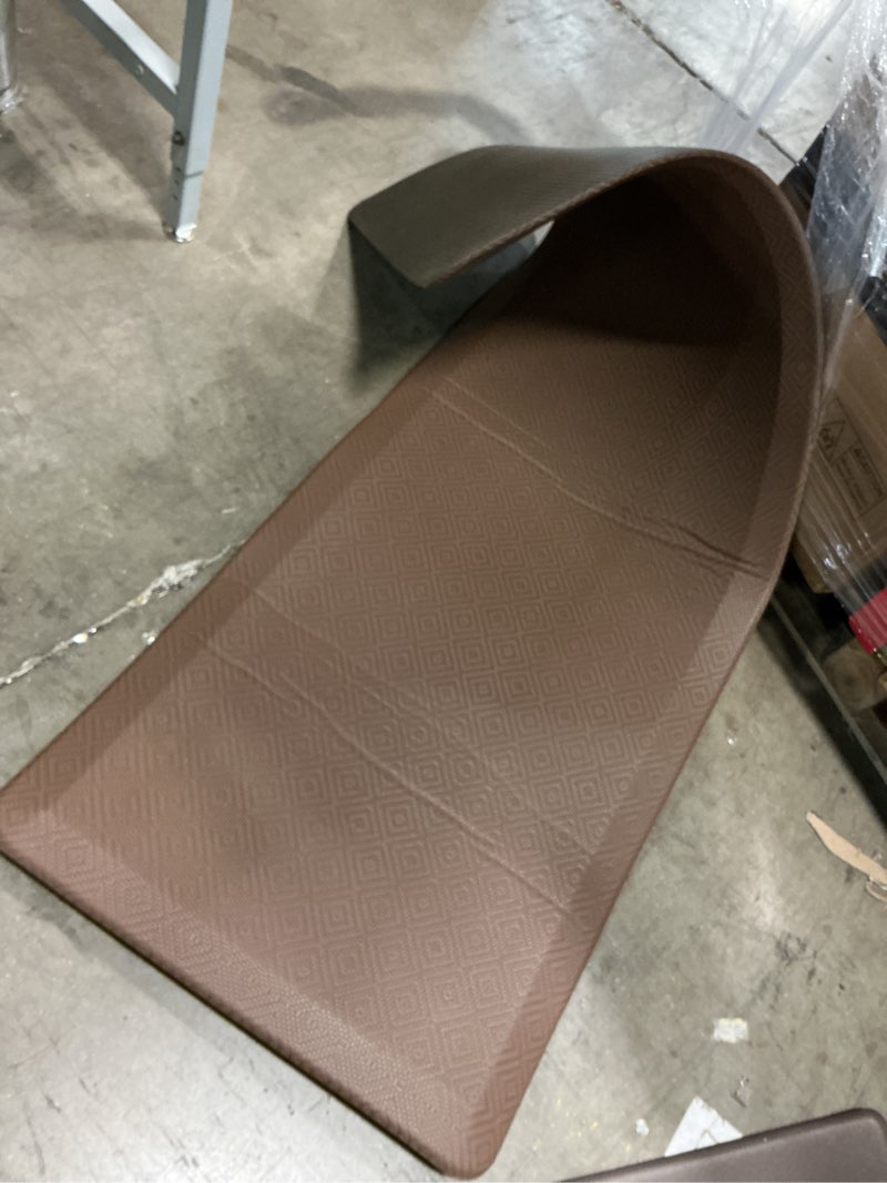 Condition photo showing As Is for kitchenclouds 2pcs kitchen rugs cushioned anti-fatigue non-slip water resistant kitchen mat comfort foam standing mat for floor office sink laundry (chocolate) chocolate 17.3"x29"+17.3"x47"