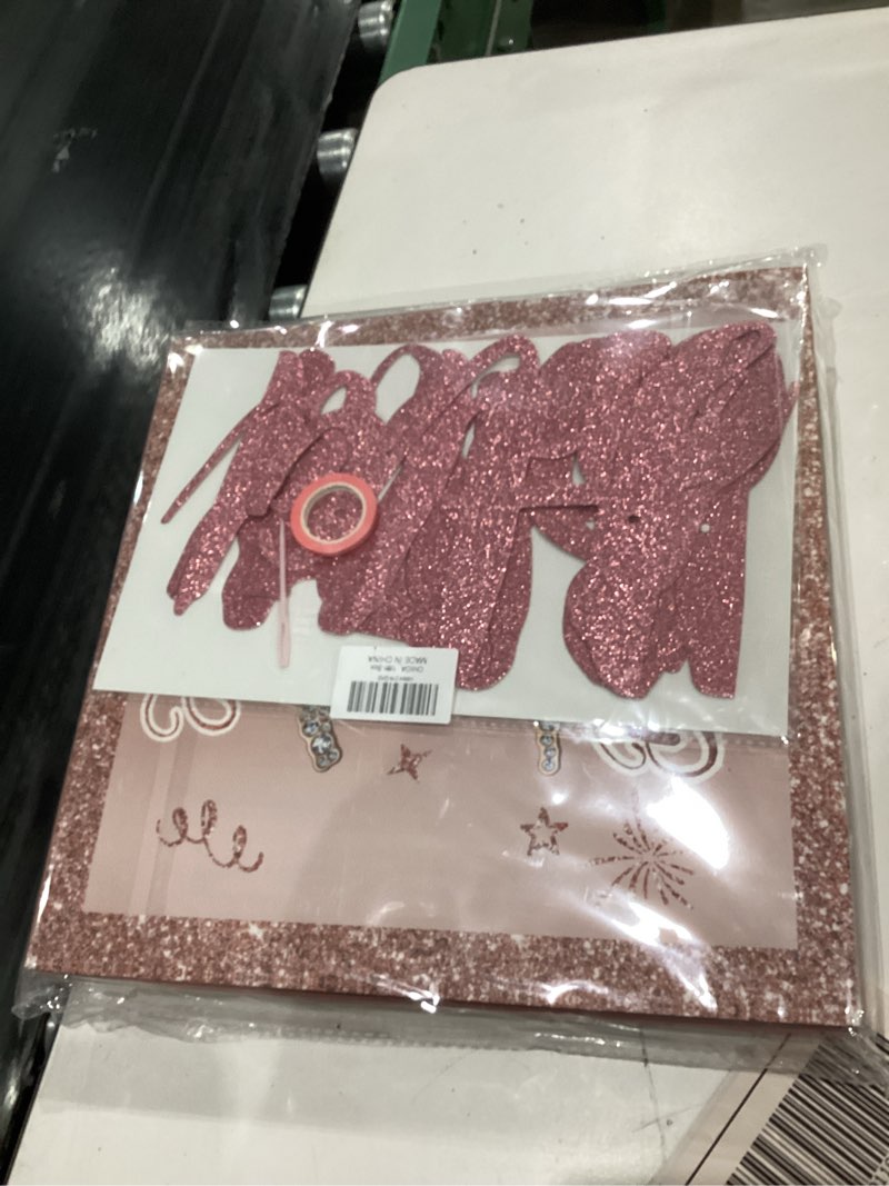 Condition photo showing New/Like New for Sweet 16 Party Decorations, 16th Birthday Decorations Supplies for Girls, Happy Birthday Banner, Sweet 16 Backdrop Box Sash, Number 16 Balloon, Fringe Curtain, Rose Gold Balloon Arch