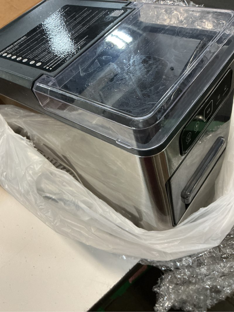 Condition photo showing As Is for nugget ice maker 40lbs/day, portable ice makers countertop with auto-cleaning,soft chewable ice maker machine countertop with scoop&basket for home