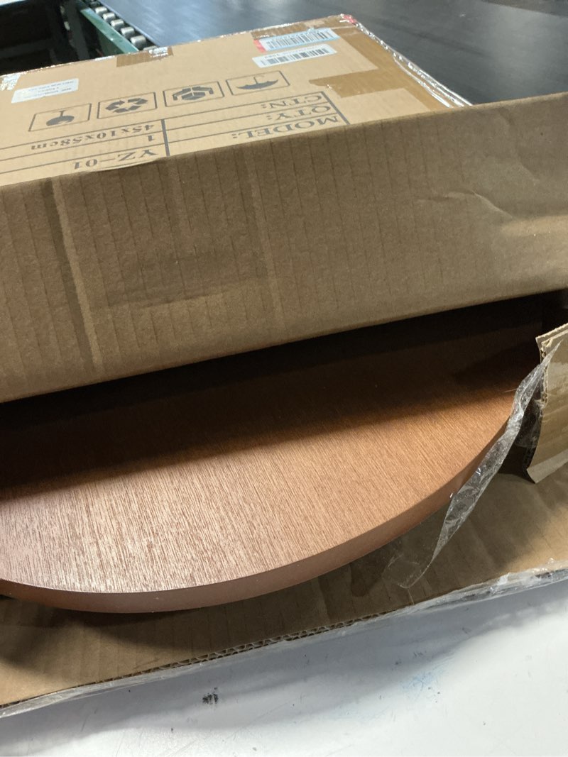 Condition photo showing Good Condition for c shaped end table, small round side table for couch, slide under sofa tray desk for living room bedroom, solid wood tv tray table for narrow space (15” chestnut) chestnut medium-15"