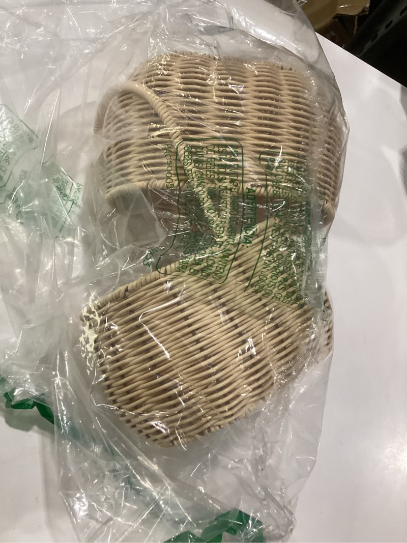 Condition photo showing Good Condition for silifine 2 pcs wicker rattan flower girl basket with bows and pearl 11.8x8.7x5.1 inches rustic wedding basket for flower girl, hand woven willow storage for ceremonies home decoration (classic) 2 classic