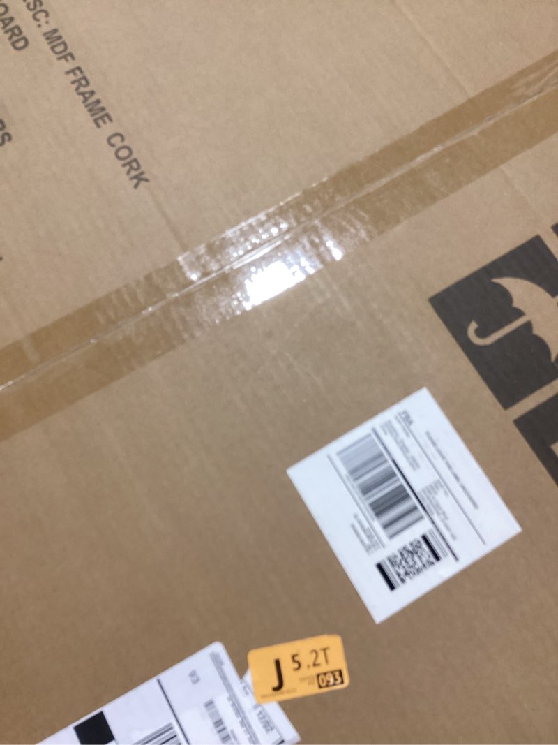 QUEENLINK Cork Board Bulletin Board, 36" x 24" Corkboard for Wall, Rustic White Wooden Frame, Hangin