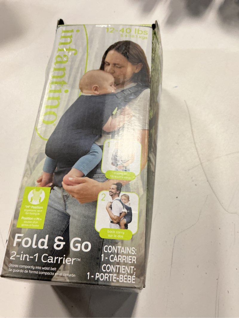 Condition photo showing Good Condition for infantino fold & go 2-in-1 baby carrier, compact & lightweight, adjustable, for babies 12-40lbs, gray