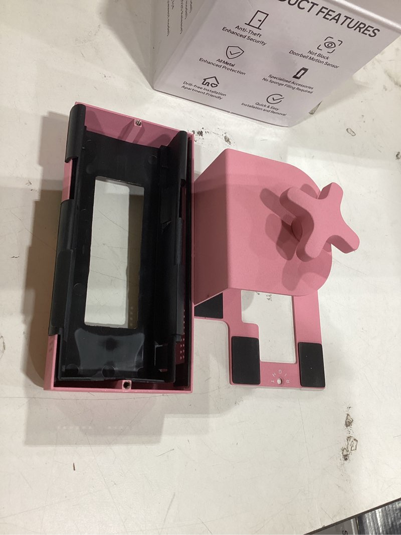 Condition photo showing As Is for homalor ring doorbell mount - pink, all metal anti theft doorbell holder for ring & blink, no drill required frosted pink