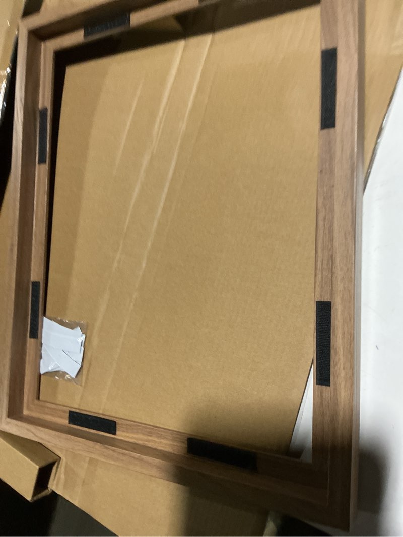 Condition photo showing Good Condition for mcs canvas float frames 16x20 frame, walnut woodgrain for finished canvases, vertical & horizontal wall hanging large with adhesive for canvas paintings (1-pack) 16x20 without mat walnut woodgrain