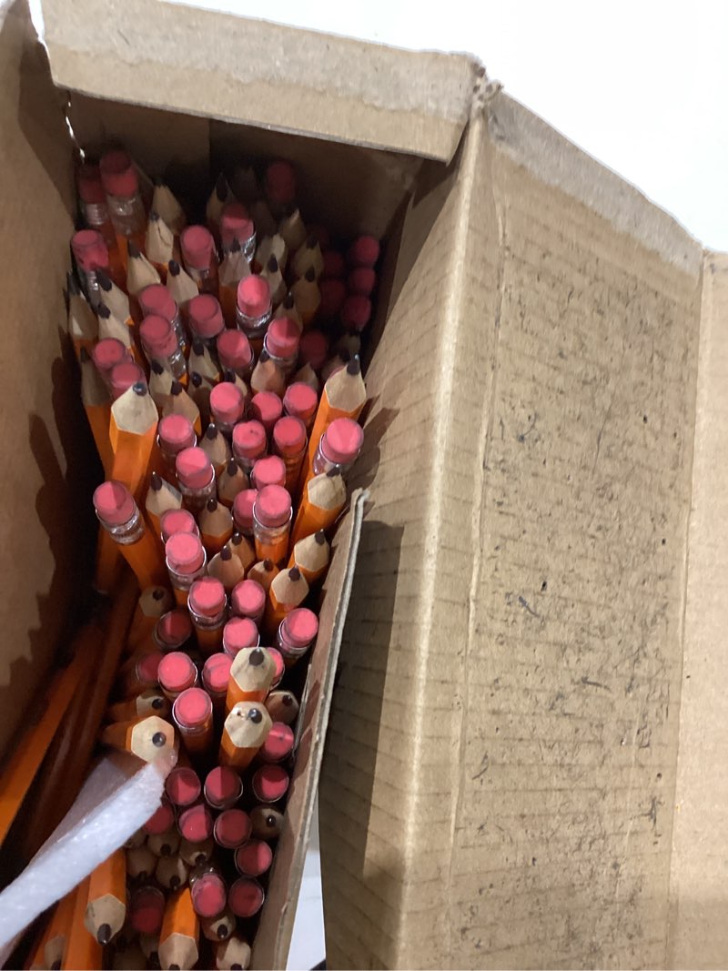 Condition photo showing As Is for madisi wood-cased #2 hb pencils, yellow, pre-sharpened, bulk pack, 320 pencils