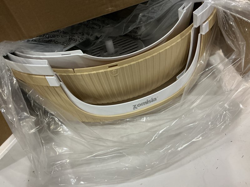Condition photo showing Good Condition for zomisia hidden cat litter box with faux plant, odor control litter box enclosure furniture with artificial planter and scoop, easy to assemble and clean, white & khaki