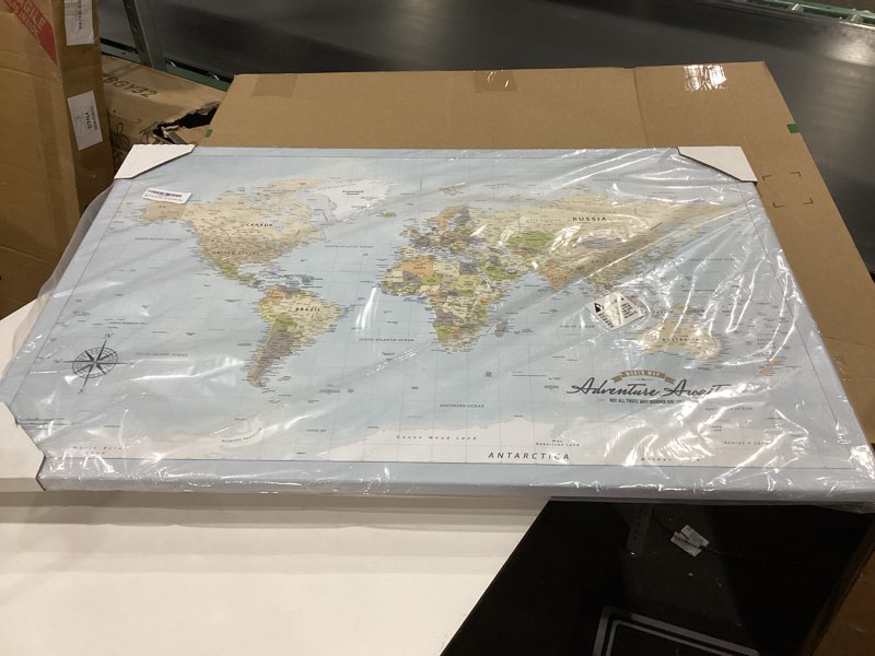 Condition photo showing Good Condition for IPIC - Canvas World Maps for Wall Decor, Push Pin Board Decor to Mark Travels, Oversize World Travel Map Print for Home, Office, Study, and RV, Ready to Hang 36"L x 24"W 3.World map art