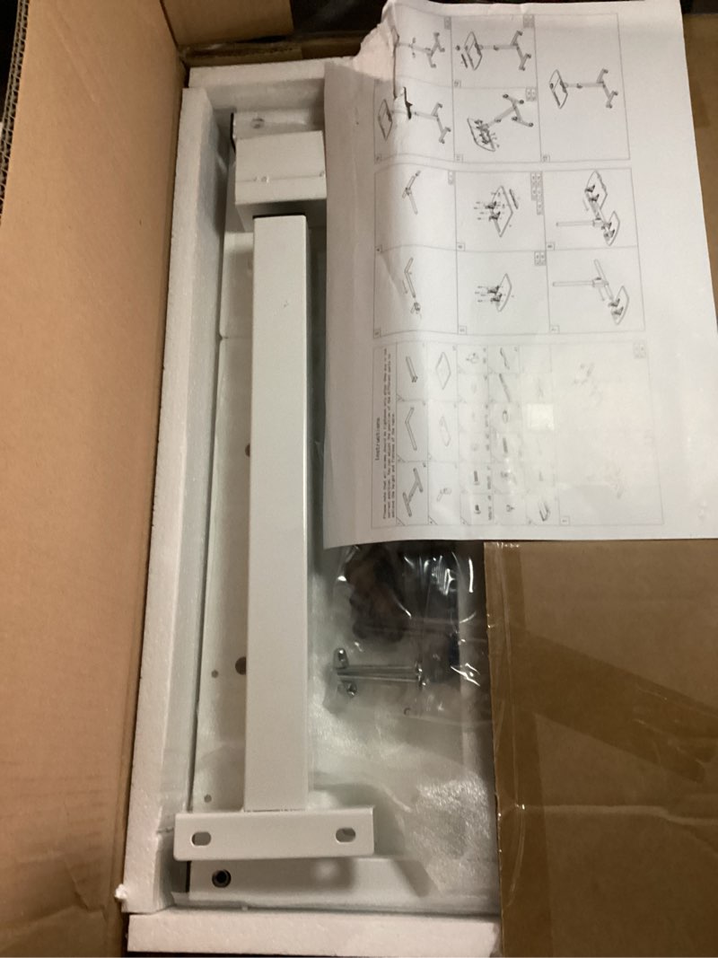 Condition photo showing Good Condition for Medical Adjustable Overbed Bedside Table with Wheels, Mobile Standing Desk Laptop Computer Cart with Phone Holder and Drawer for Hospital and Home Use Brown