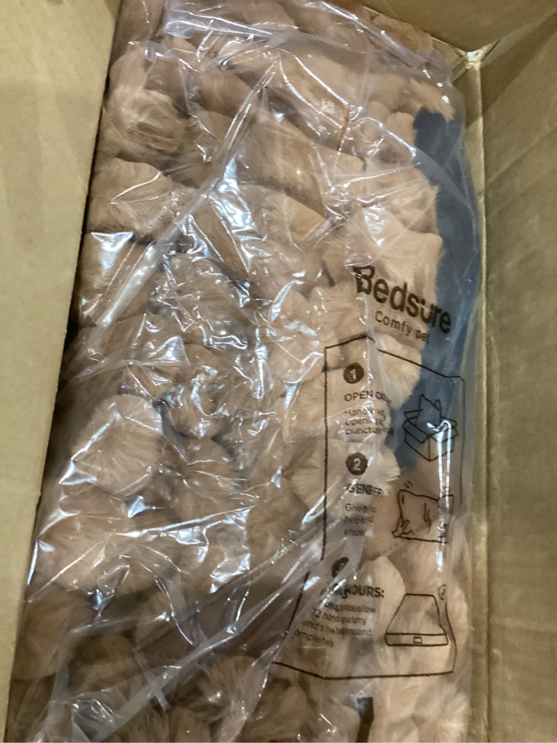 Condition photo showing Good Condition for Bedsure Cute Dog Couch for Pets - Fluffy Dog Sofa with Premium Soft Corduroy Fleece, Pet Couch Bed with Washable Cover, Supportive Pet Sofa Bed for Medium Large Dogs, 36in, Copper Brown 36x27x10" Copper Brown