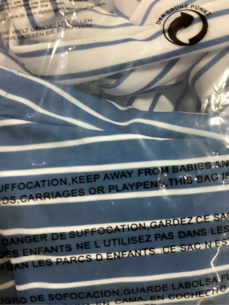 Condition photo showing Good Condition for herseas women's tie shoulder bikini sets 2 piece striped swimsuits high waisted bathing suits medium stripes blue