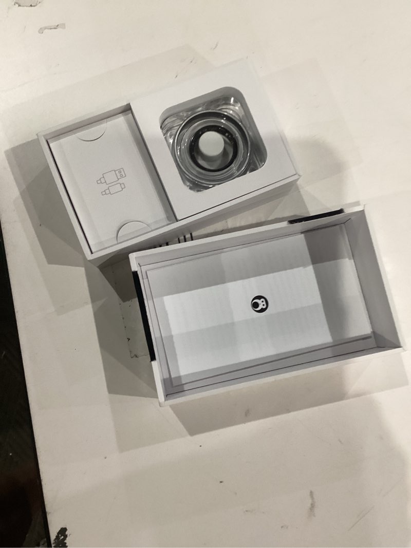 Condition photo showing Good Condition for hou ai smart ring for men & women, no subscription fitness & health tracker, sleep tracking & stress insights, heart rate & spo2, 5atm waterproof, ceramic design, charging case, black, size 12 12 ring only