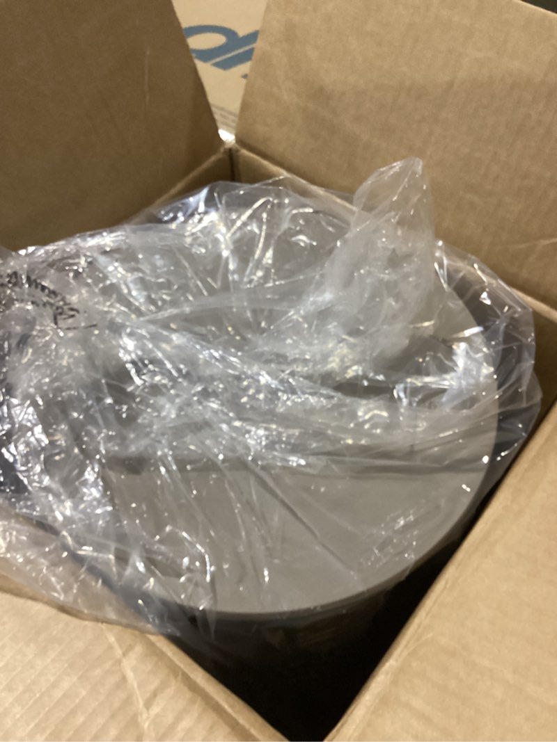 Condition photo showing Good Condition for leisuremod modern hourglass taupe side table - abs shell drum end table with storage for indoor & outdoor use
