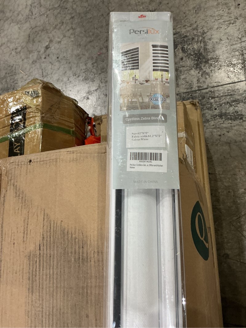 Condition photo showing New/Like New for persilux cordless zebra blinds for windows free-stop roller shades for windows (62" w x 72" h, white) dual layer window treatments room darkening roller blinds for home, office and kitchen 62"w x 72"h white
