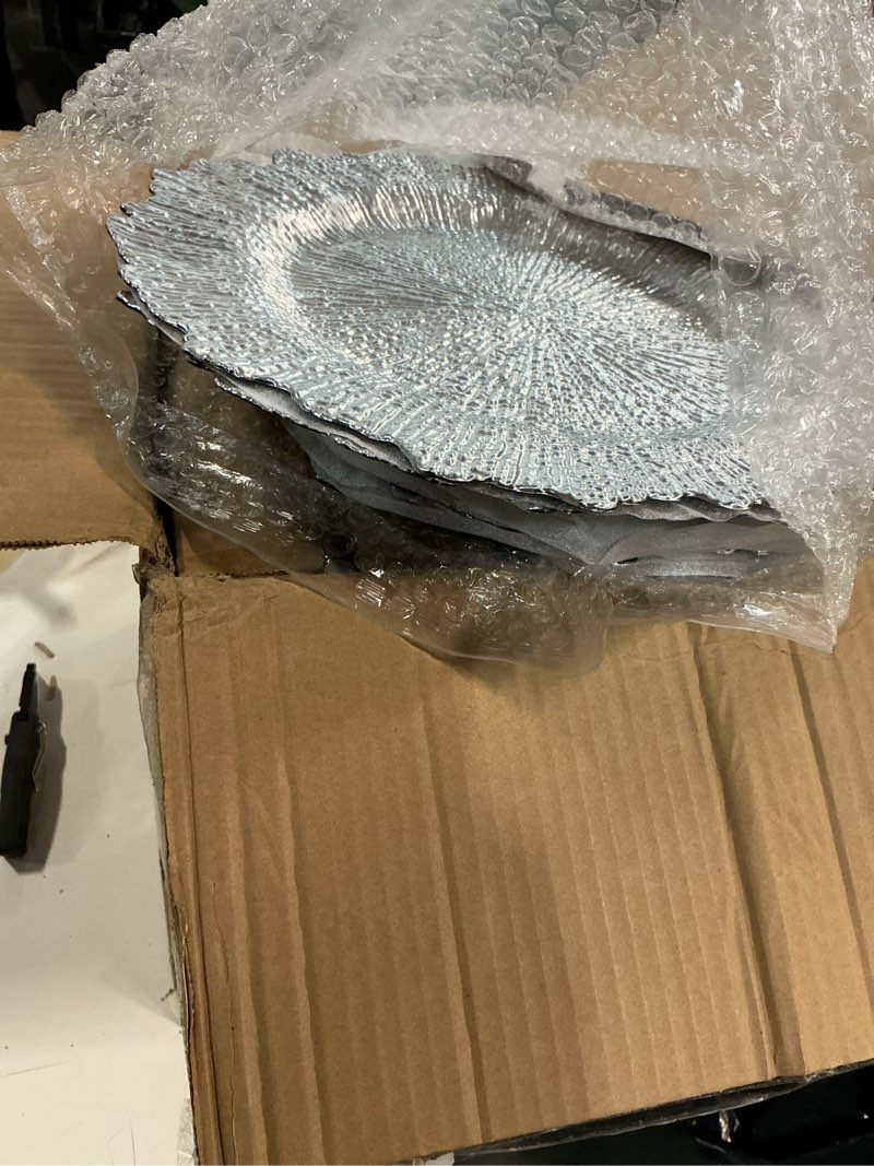 Condition photo showing Good Condition for silver 100pcs charger plates bulk - 13" elegant silver dinner plates for weddings & events silver 100 pcs-13"