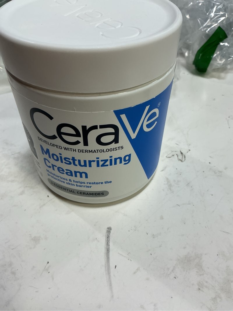 Condition photo showing New/Like New for cerave moisturizing cream, body and face moisturizer for dry skin, body cream with hyaluronic acid and ceramides, daily moisturizer, oil-free, fragrance free, non-comedogenic, 19 ounce 19 ounce (pack of 1)
