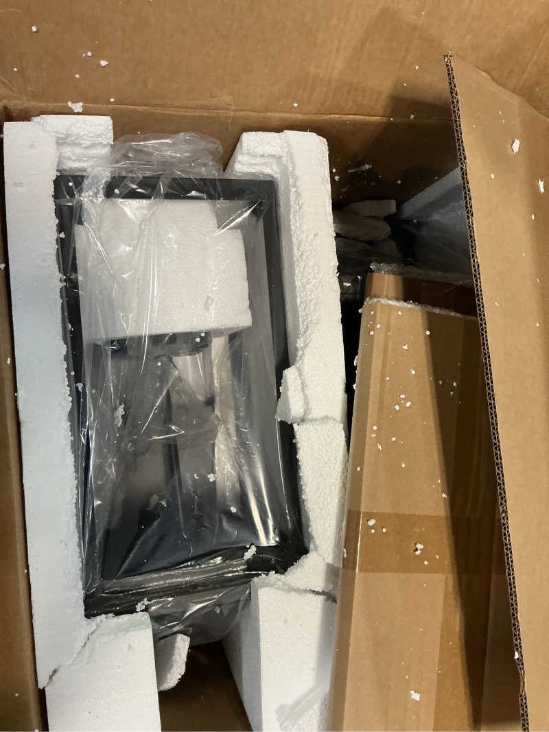 Condition photo showing Good Condition for 24" Extra Large Outdoor Wall Light 2 Packs, Black Exterior Lighting Fixtures Outdoor Porch Lantern Wall Mounted, Waterproof Modern Outside Wall Sconce, E12 3-Light Coach Lamp for House Patio Garage Black 24''-No Sensor-2pcs