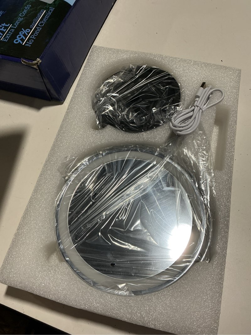 Condition photo showing Good Condition for gospire 7" lighted makeup mirror with magnification 10x/1x, rechargeable cordless stepless dimming led lights, 360° swivel magnifying cosmetic vanity standing mirror for dresser, bathroom