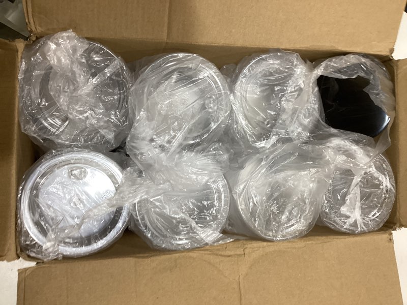 Condition photo showing As Is for Plastic Jars with Lids, 16 oz Plastic Containers with Lids Clear Airtight Container Storage Jar Mason Jars for Dry Food Peanut Butter Honey Jam Cosmetics, Pack of 16 (16 PCS Black Lids)