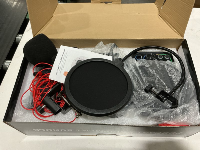 Condition photo showing Good Condition for 2025 upgraded podcast equipment bundle for 2, recording studio package with pro audio interface(4 customize se) and podcast microphone for gamer podcasting, recording, singing, streaming