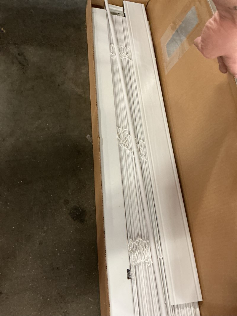 Condition photo showing As Is for Allen + Roth Trim at Home 2-in Slat Width blinds 