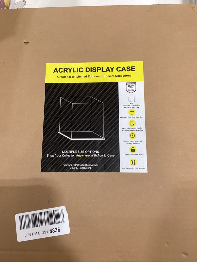 Condition photo showing New/Like New for HEMYLU Acrylic Box with Matt Black Base, Simple Self-Assembly Clear Acrylic Display Case, 13x13x13 i