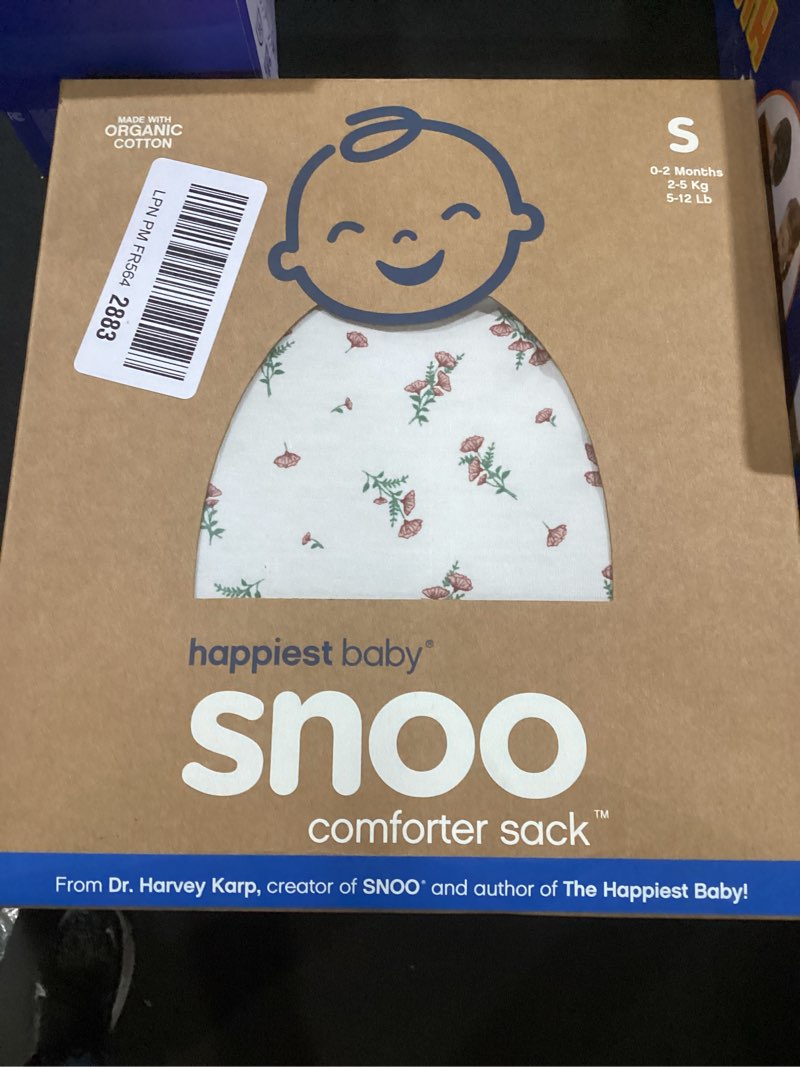 Condition photo showing New/Like New for happiest baby snoo comforter sleep sack - organic cotton swaddle blanket - doctor designed promotes healthy hip development ivory wildflowers small