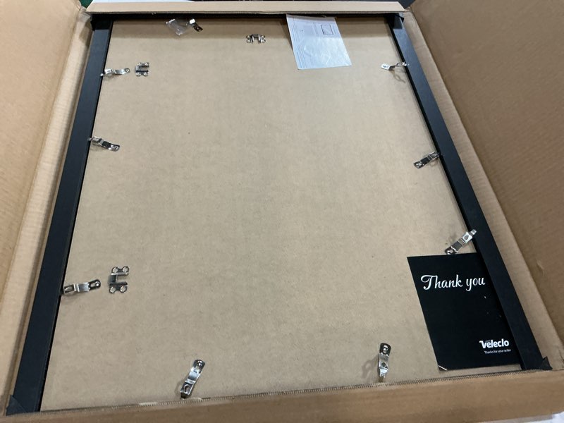 Condition photo showing Good Condition for 21x28 picture frame for wall display, 21x28 black picture frame with shatter resistant plexiglass, stable and sturdy 21 x 28 poster frame for wall display, handpicked gift collection, 1 pack