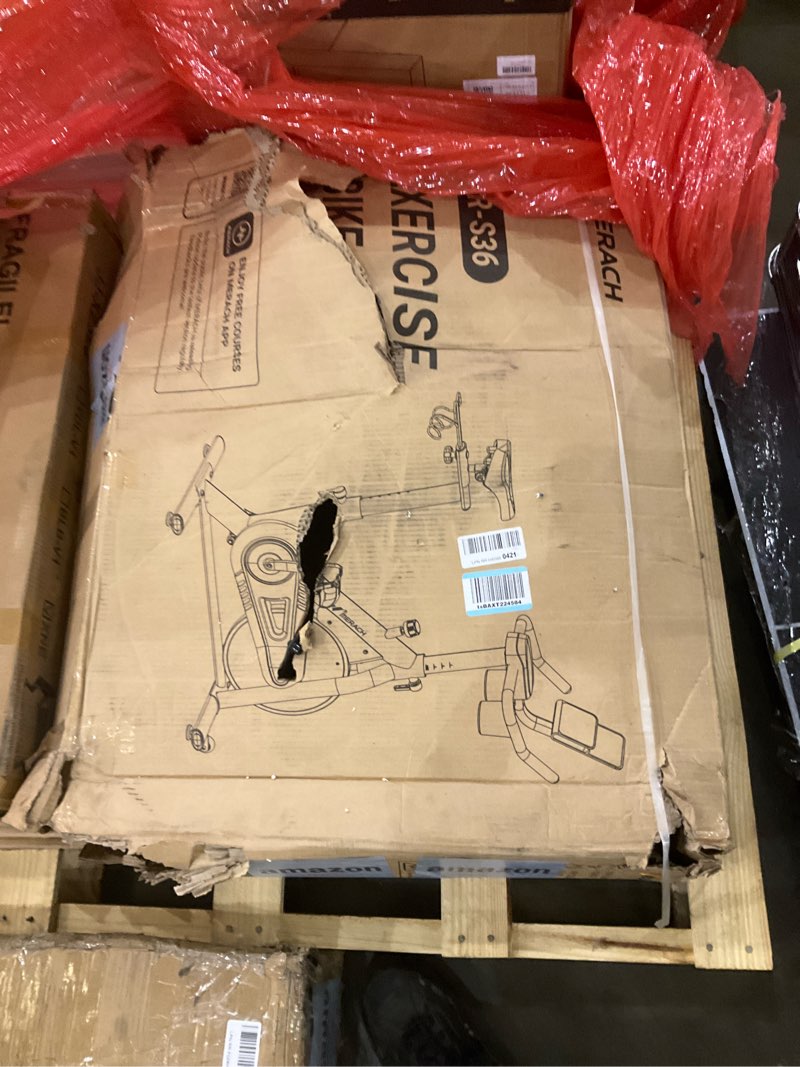 Condition photo showing As Is for Merach Magnetic Exercise Bike, Low Noise Stationary Bike for Home with Comfortable Seat Cushion, Spinning Bike with 330 lb Weight Capacity, Exclusive App, Tablet Mount and Fitness Courses S36 Magnetic - Blue