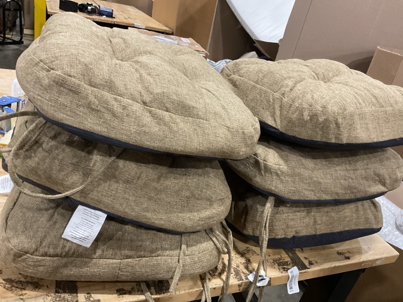 Condition photo showing Good Condition for iaseahk chair cushions for dining chairs, dining chair cushions, tufted indoor chair pads with ties & non slip backing, seat cushions for kitchen chairs 16.5” x 16.5” x 3.5”, set of 6, khaki khaki pack of 6