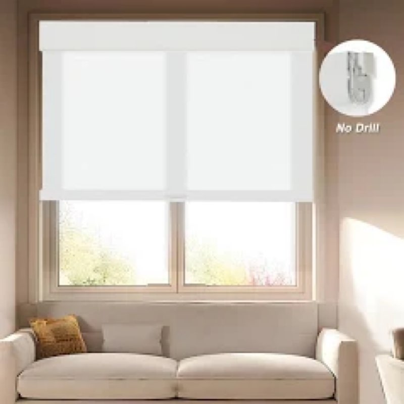 No Drill Roller Shades | Cordless, No Tools Needed – Persilux White