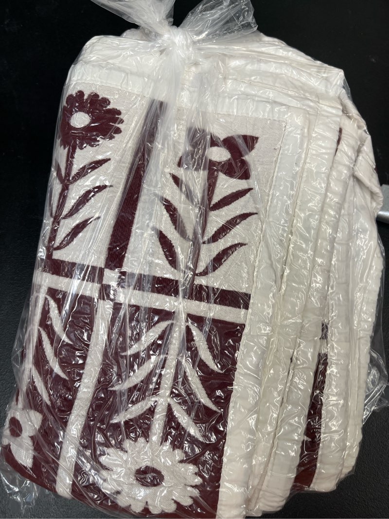 Condition photo showing Good Condition for organic cotton jacquard floral sham set, full/queen, burgundy