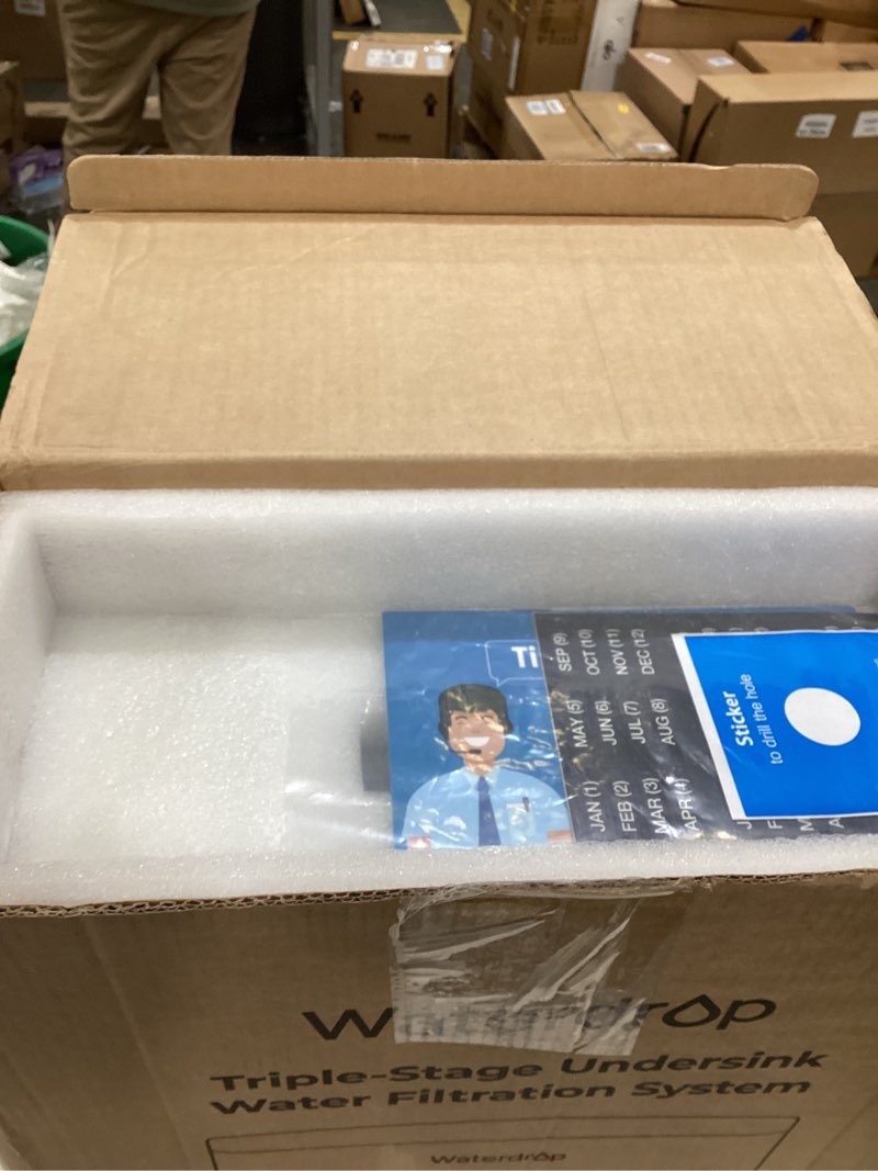 Condition photo showing As Is for Waterdrop TSB-CM Under Sink Water Filter System Reduce Chloramine, Chlorine for CA, FL and Washington, D.C., Under Sink Water Filtration System with Brushed Nickel Faucet,NSF/ANSI 42 Certified Element Reduce Chloramine-Included a new/separate faucet 1 Count (Pack of 1)