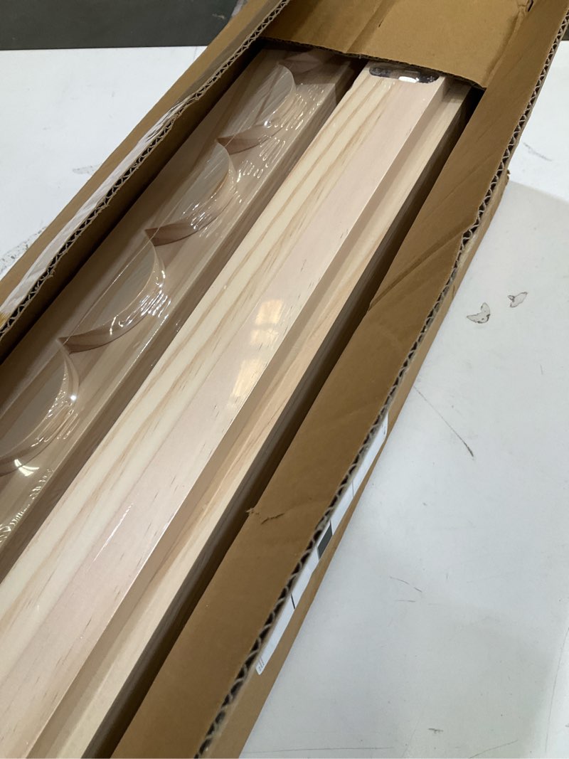Condition photo showing Good Condition for 24 inch floating shelves for wall, 4-pack nursery book shelves with hooks, scalloped shelves, wall book shelves for kids room, toddler room, baby room, nursery decor