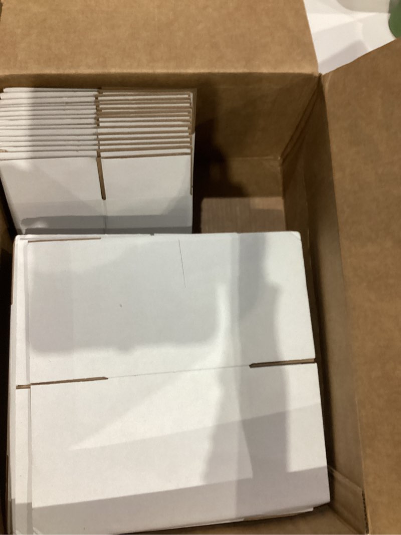 Condition photo showing As Is for Assorted-Sizes-Shipping-Boxes-45-Pack: 4x4x4 & 5x5x5 & 6x6x6 Small-Shipping-Boxes-Mailers, White Corrugated-Cardboard-Boxes-for-Packing-Small-Business Mailing 4x4x4 & 5x5x5 & 6x6x6 inches White