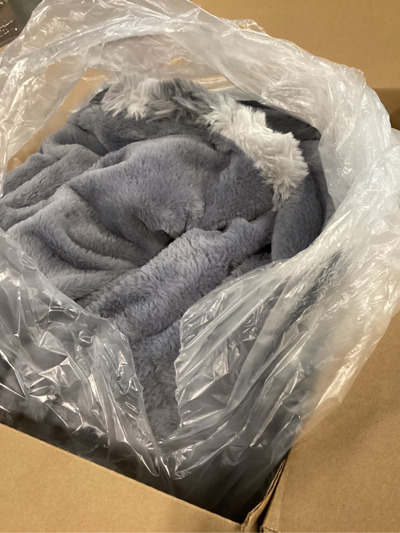 Condition photo showing Good Condition for Faux Fur Throw Blanket for Couch, 1000 GSM Cozy Fuzzy Fluffy Soft Plush Thick Bubble Sherpa Blanket for Sofa Bedroom Living Room, Mothers Day Birthday Gifts for Women Home Decor Blue-zr 50*60