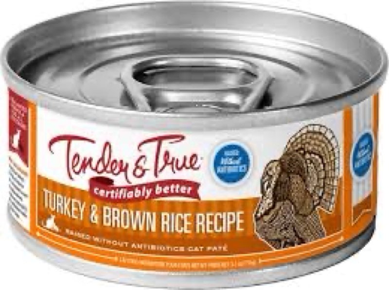 (Best by: 08/18/2025) Tender & True Antibiotic-Free Turkey & Brown Rice Recipe Canned Cat Food, 5.5 oz, Case of 24