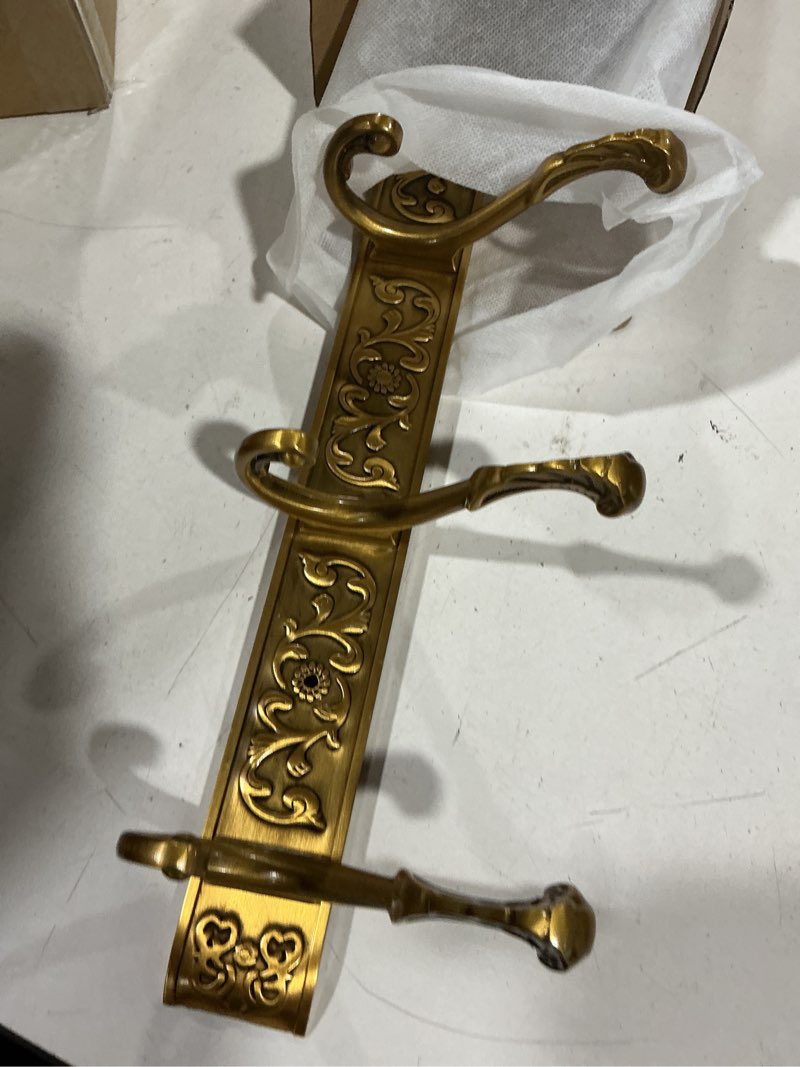 Condition photo showing Good Condition for vintage coat rack wall mount, decorative wall coat rack with 4 hooks for hanging key purse hat robe towel clothes unique hanger for bathroom shower entryway antique brass 1 pack 1 antique brass