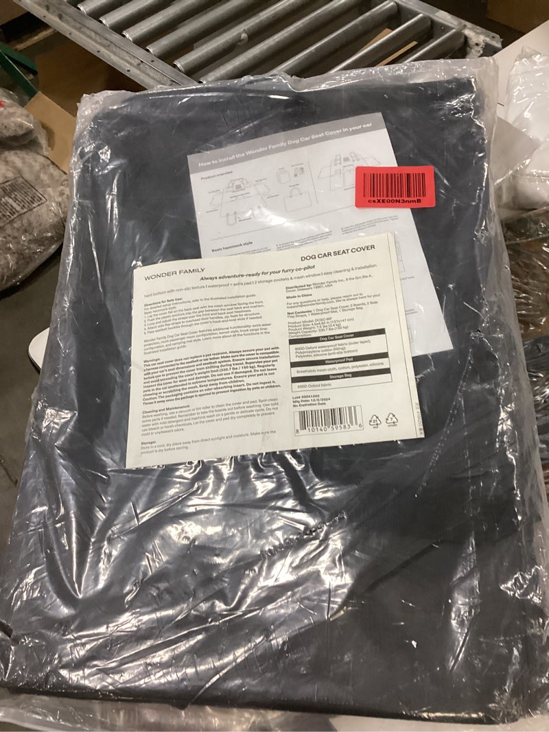 Condition photo showing New/Like New for (Similar)Amazon Basics Dog Car Seat Cover for Back Seat, Scratch-Resistant Nonslip Hammock with Side Flaps and Seatbelt Openings for Cars, SUVs, and Trucks, Black