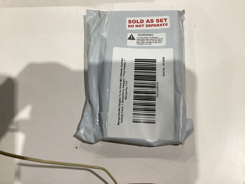 Condition photo showing New/Like New for Margaritaville Singles to Go Drink Mix Ultimate Summer Variety Pack, 1 Strawberry Daiquiri, 1 Pina Colada, 1 Margarita, 1 CT