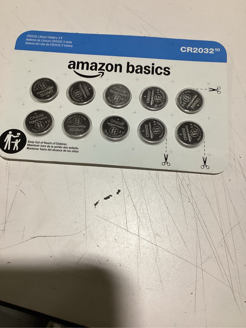 Condition photo showing Good Condition for Amazon Basics CR2032 3V Lithium Coin Cell Batteries for Key Fob, Watch, Remote, Child-Proof Package, Non-Coated, AirTag Compatible, 10-Pack 10 Count (Pack of 1)