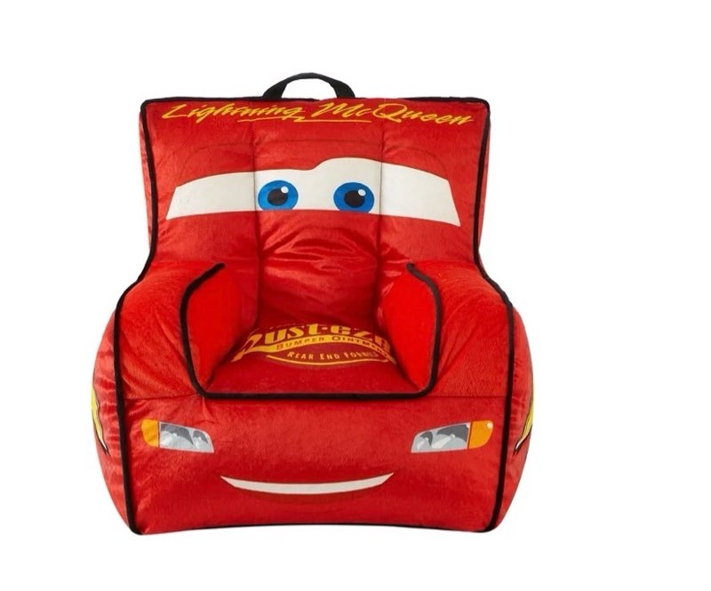 disney cars 18 inch toddler square beanbag chair, red