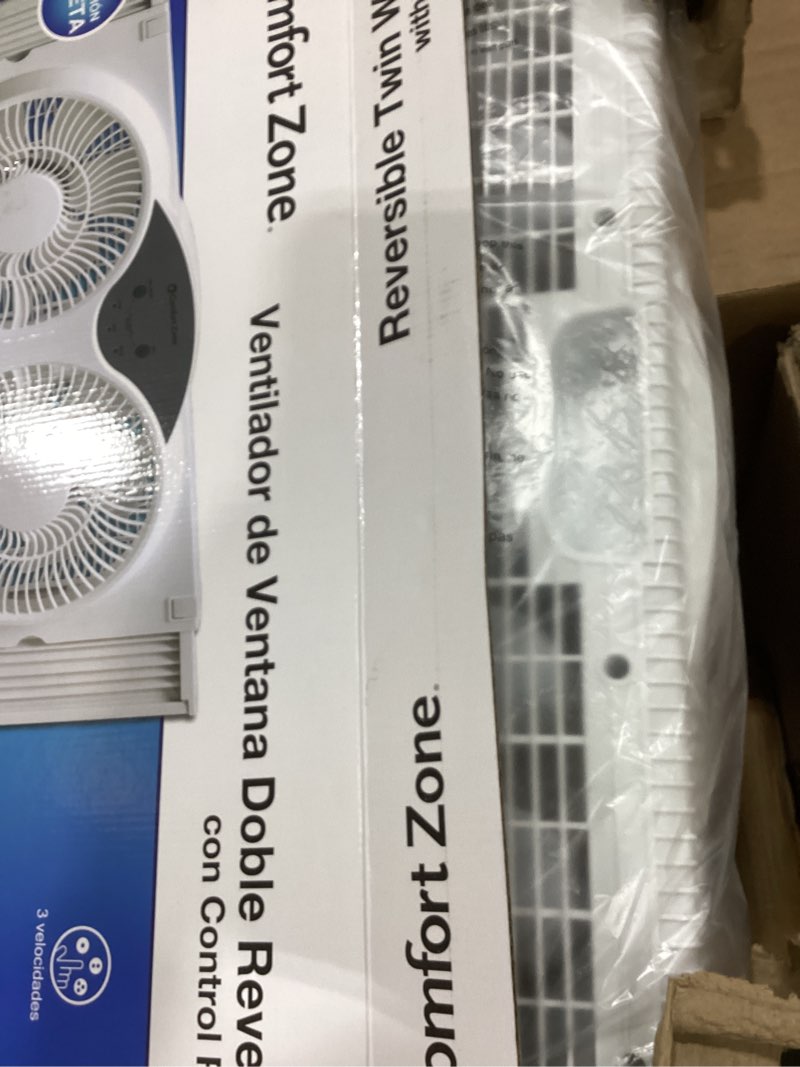 Condition photo showing Good Condition for comfort zone 9   reversible twin window fan with remote control  white